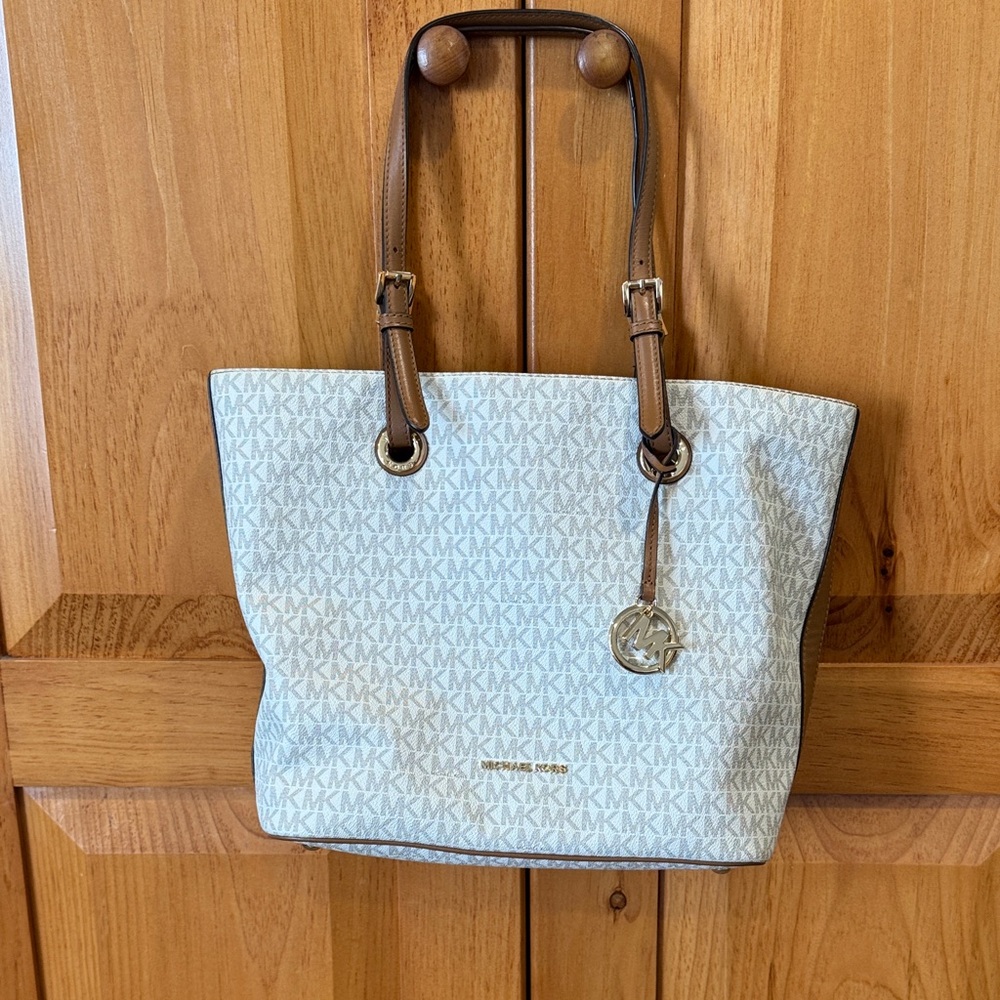 Michael Kors Cream and Brown Signature Tote